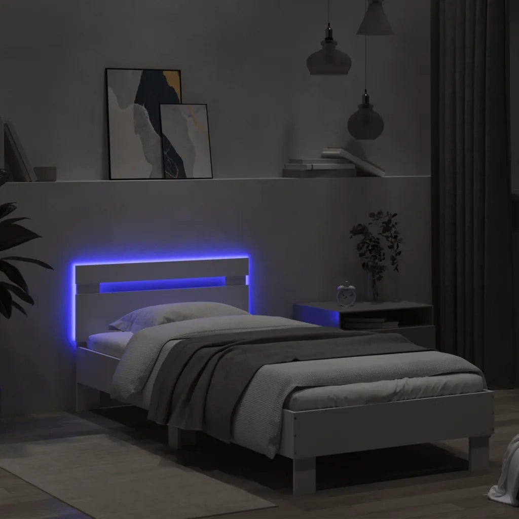 Giroletto con Testiera e LED Bianco 90x200 cm 838715