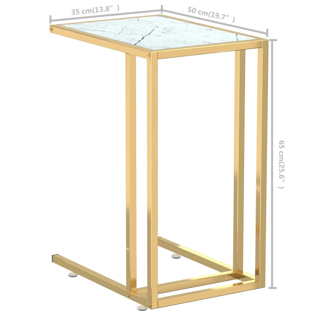 vidaXL Tavolino per Computer Marmo Bianco 50x35x65 cm Vetro Temperato