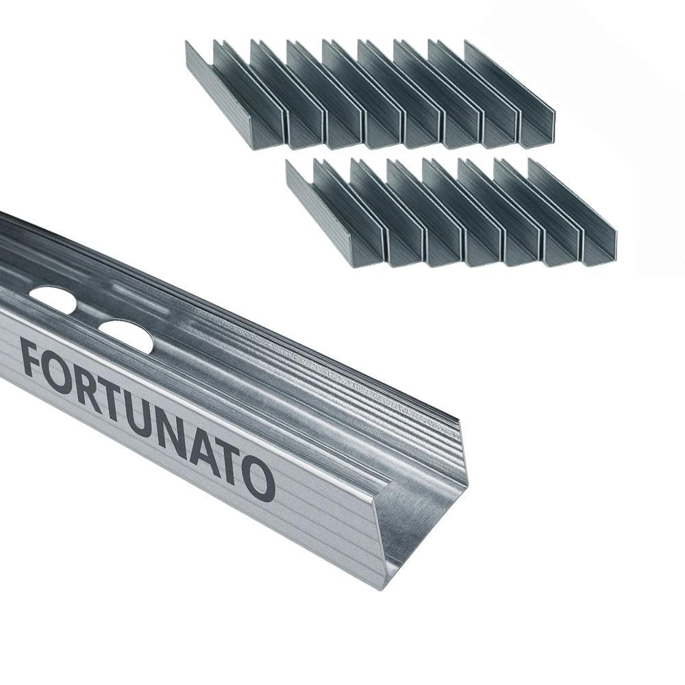 Montante c standard 2 m profilo preforato sp 0,6 mm fissaggio cartongesso 16 pz *** misure 47 x 49 x 50 mm, confezione 1