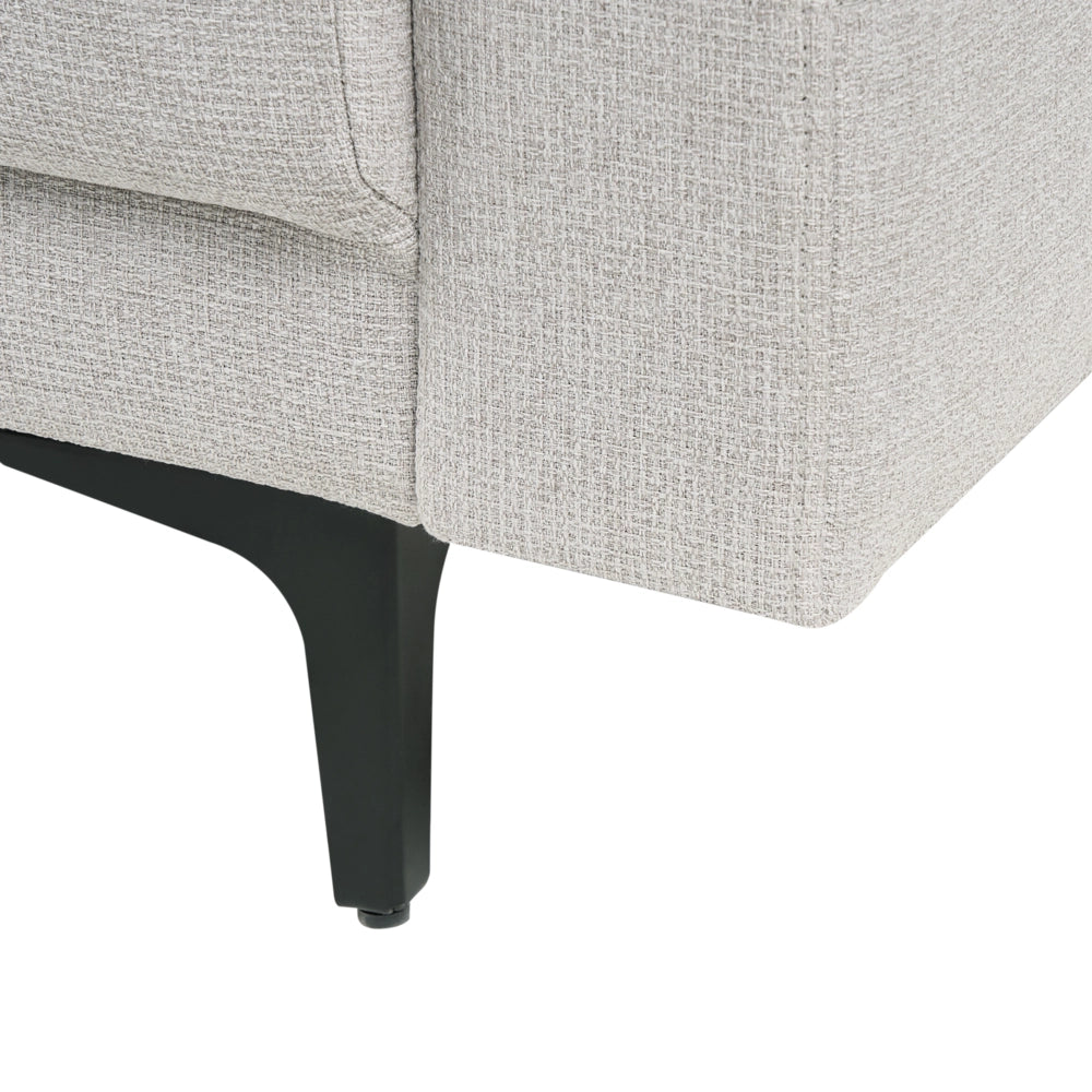 Chaise longue in tessuto trapuntato grigio chiaro Soggiorno moderno Divano reclinabile Gambe dorate Bracci a binario