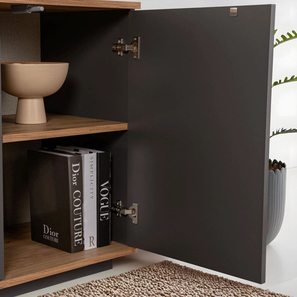 Credenza in legno "Arista" - 180 x 44 x 75 cm - Grigio antracite