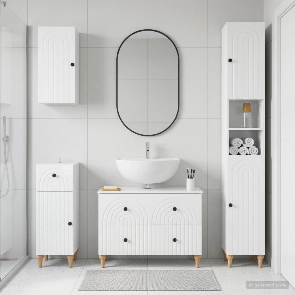 Set di Mobili da Bagno da 4 Pezzi ALKMAAR Bianco Lucido 3417913