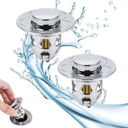 Stopper per lavandino universale - set da 2 - stoppino per lavandino a scomparsa - Ø 34-40 mm - anti-schizzo.