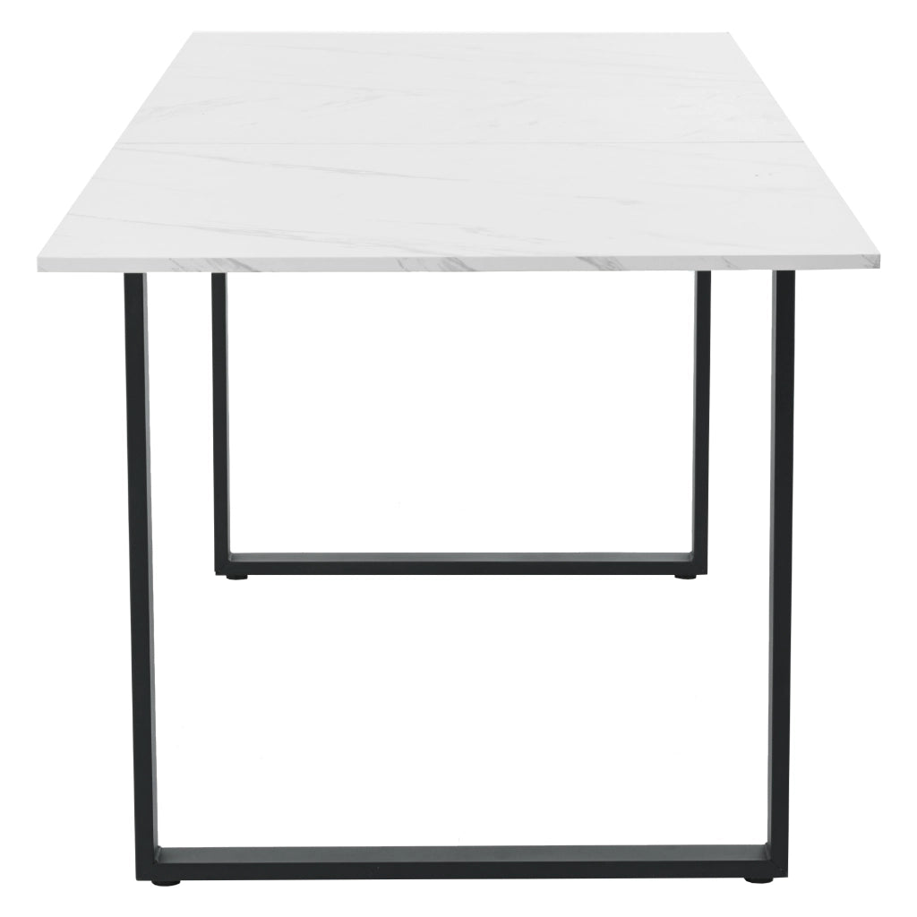Tavolo da pranzo allungabile con piedini regolabili, piano effetto marmo, per sala da pranzo e ufficio