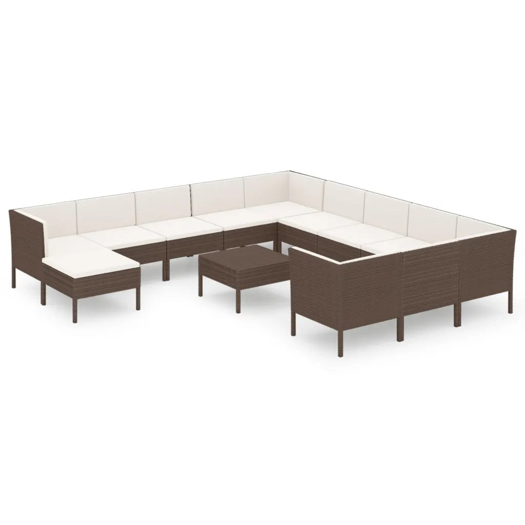Set Divani da Giardino 13 pz con Cuscini in Polyrattan Marrone cod mxl 38458