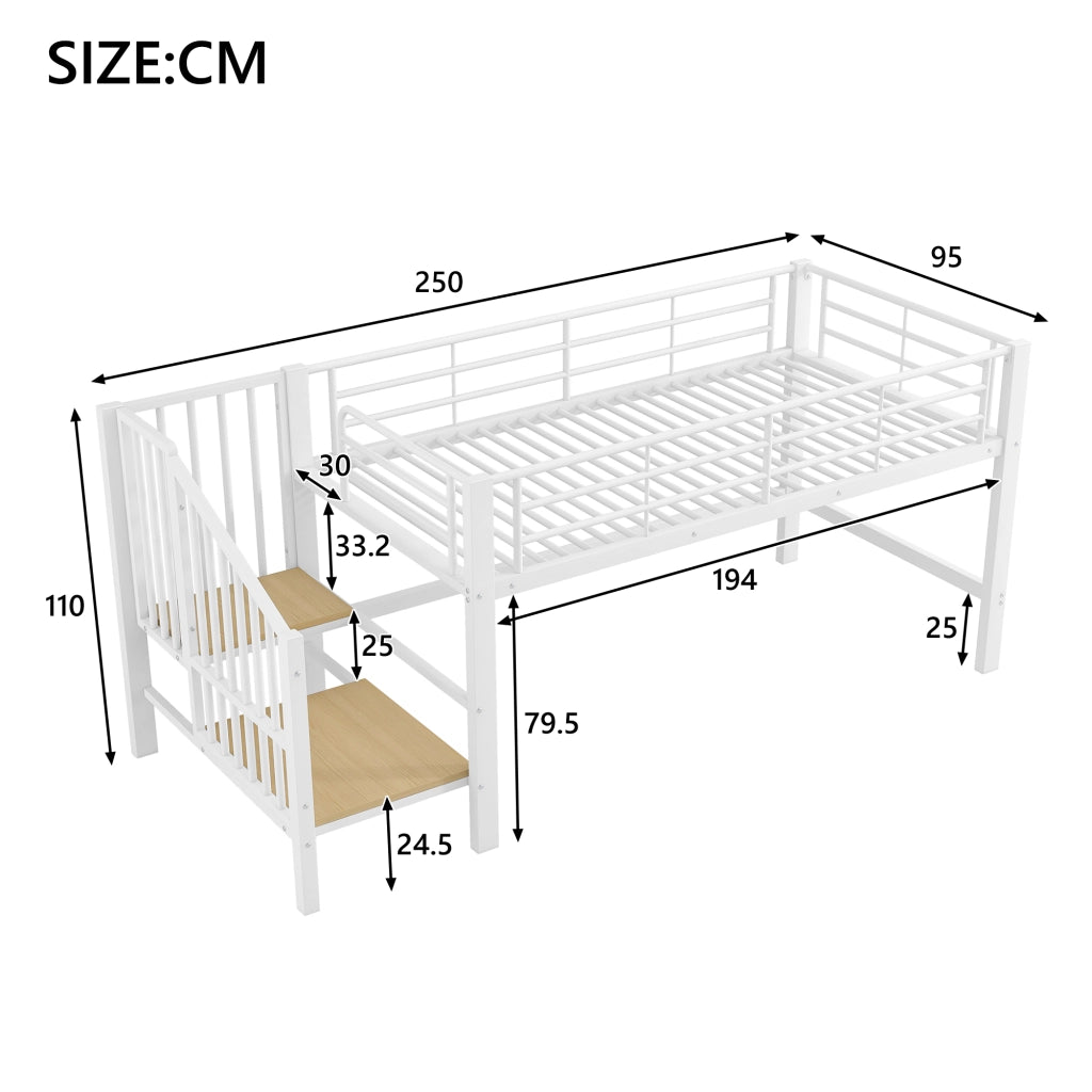 LETTO a soppalco con scala contenitore 90 x 200 cm bianco