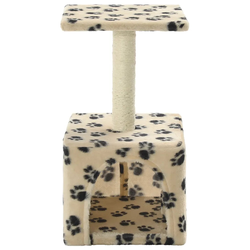 Albero per Gatti e Tiragraffi Sisal 55 cm Zampe Stampate Beige 170540