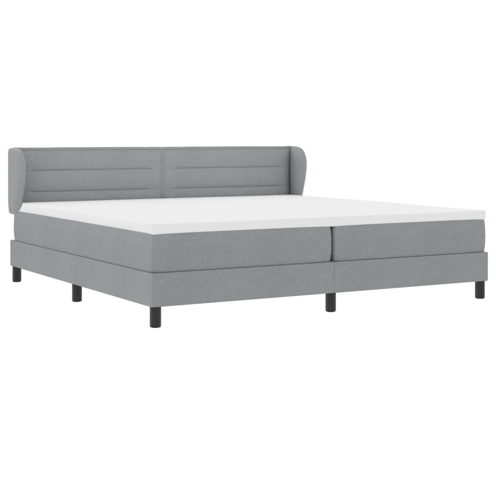 Letto Box Spring con Materasso Grigio Chiaro 200x200 cm in Tessuto