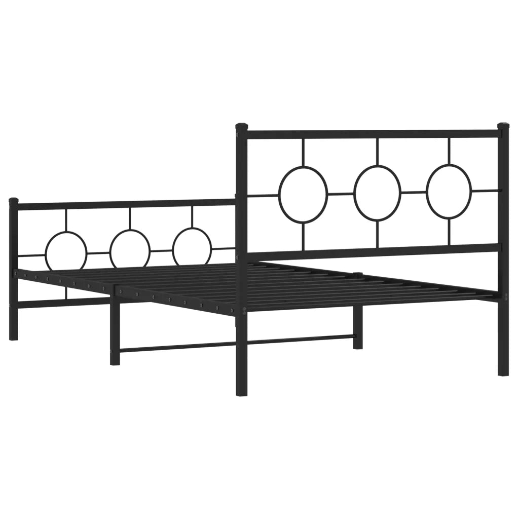 Giroletto con Testiera e Pediera-Struttura Letto Metallo Nero 107x203 cm 648817