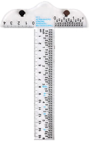 Pagine di progetto in acrilato trasparente 15 cm, linee quadrate, misure in pollici e centimetri, per stampe di lavoro e progetti di design