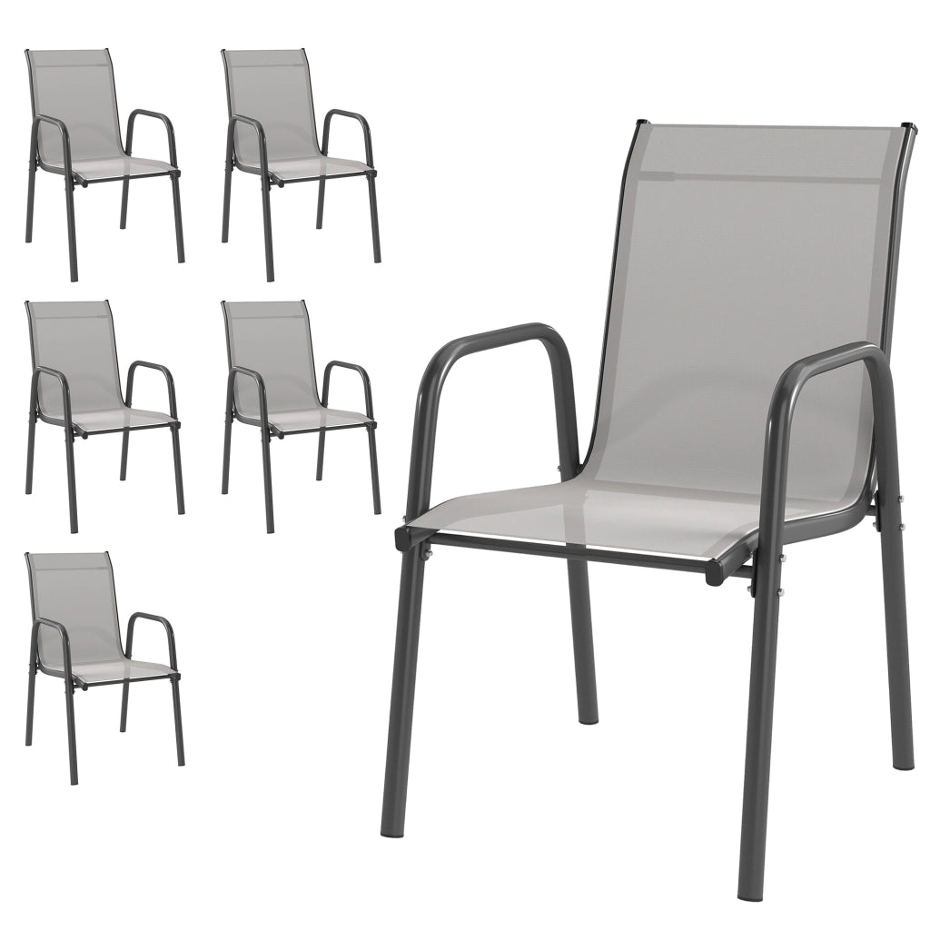 Sedia da giardino esterna impilabile con braccioli ¨C zephmum ¨C grigio