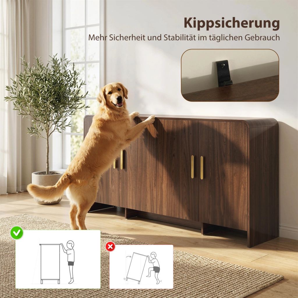 Credenza TV con 4 ante ¨C zephmum ¨C noce, 152 cm