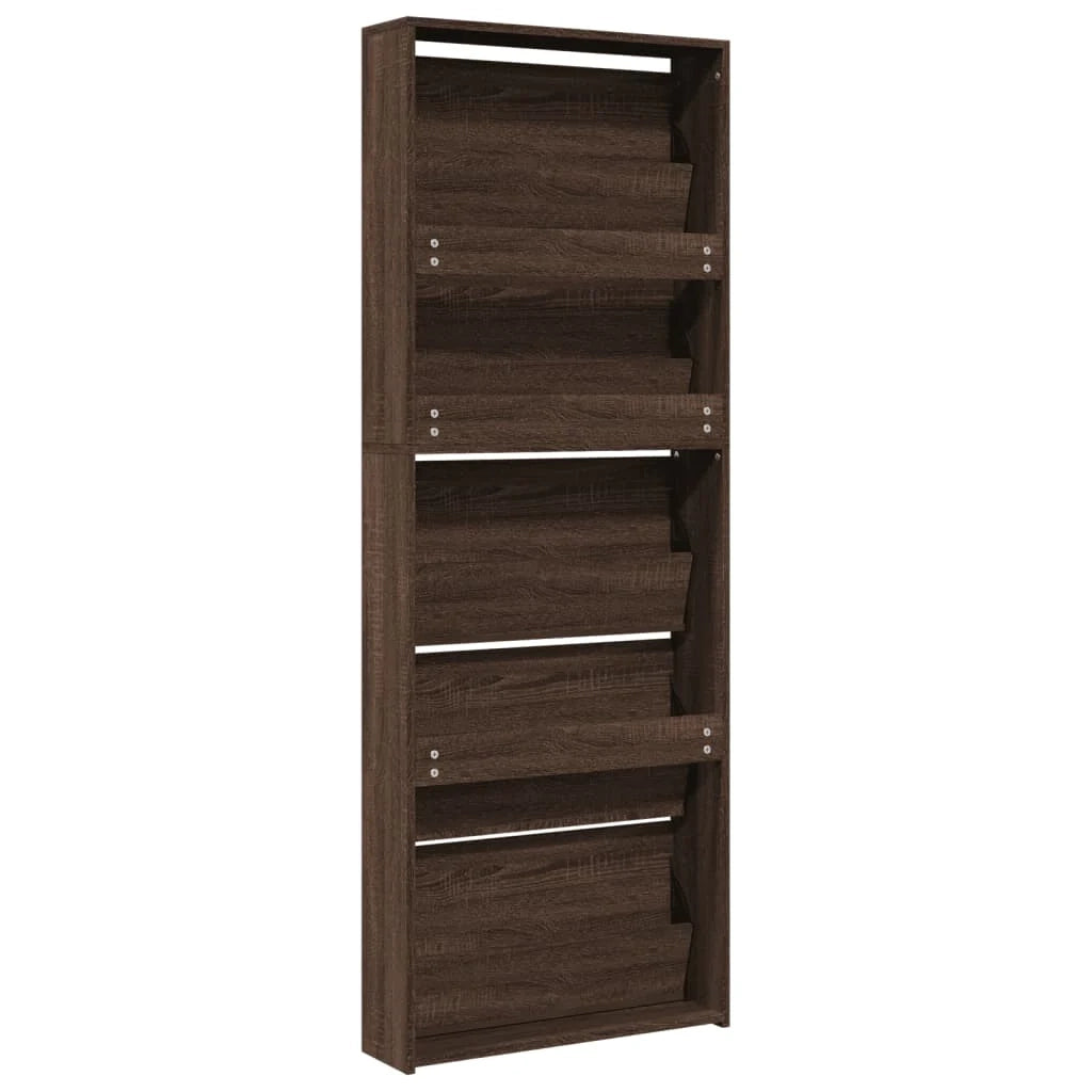 Scarpiera mobiletto portascarpe mobile ingresso/corridoio/soggiorno con specchio 5 ripiani 63 x 17 x 169,5 cm marrone 02_0021892