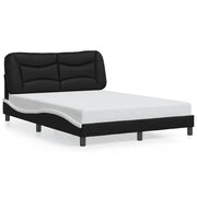 Letto matrimoniale | Letto per adulti | Giroletto senza Materasso Hvar Nero e Bianco 140x200 cm in Similpelle