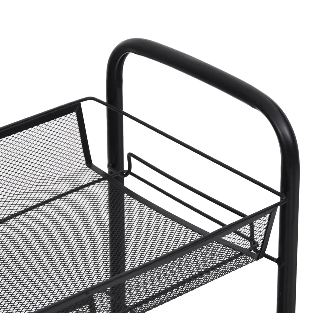 Carrello da Cucina con 4 Ripiani Nero 46x26x64 cm in Ferro CFW6122245