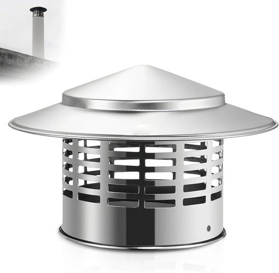 Copertura di camino in acciaio inossidabile 304 - cappotto per tetto - cappuccio di pioggia - imboccatura di camino - cappello di pioggia - pezzo di inserimento - Ø 110 mm.