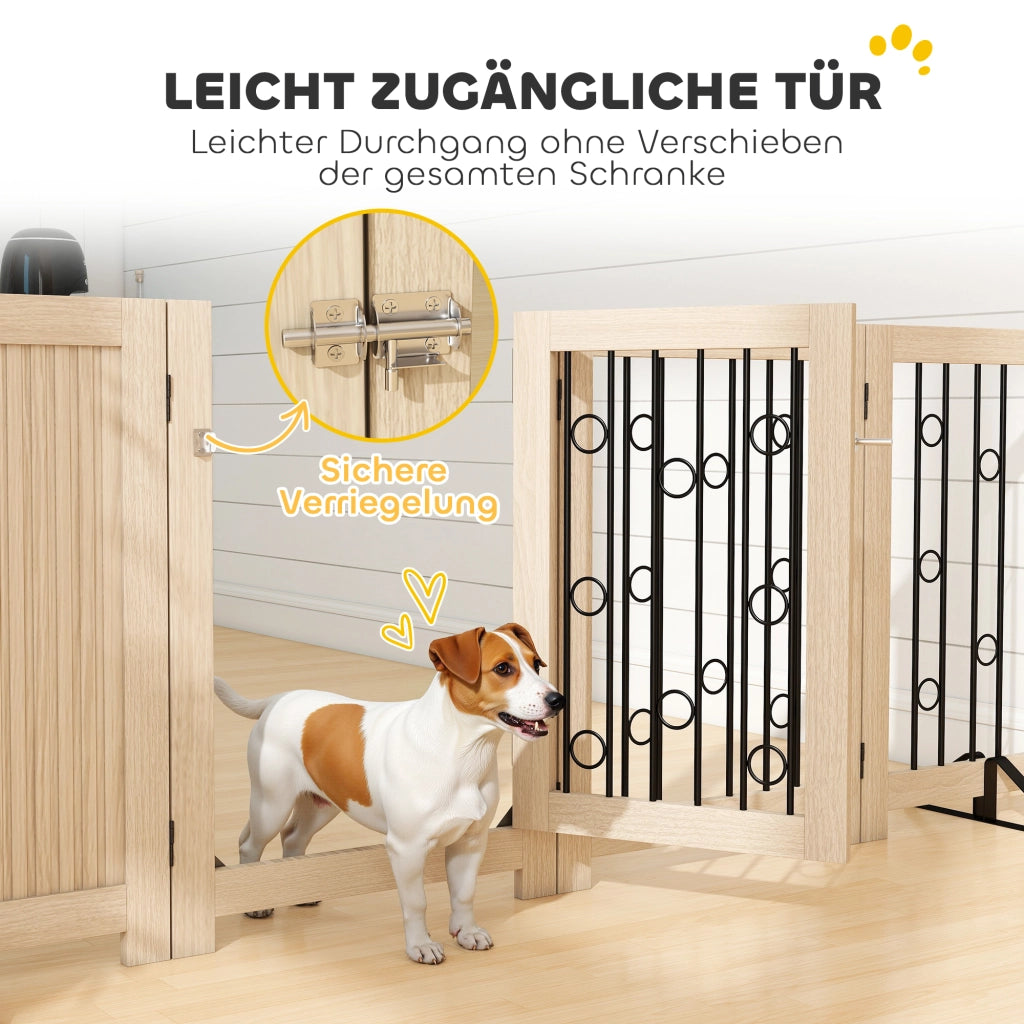 Cancello per animali domestici con porta ¨C zephmum ¨C MDF, acciaio, 4 pannelli