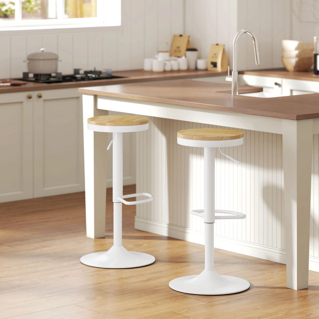 Sgabelli da Cucina ¨C zephmum ¨C Legno e Acero, Altezza Aggiustabile, 2 Pezzi