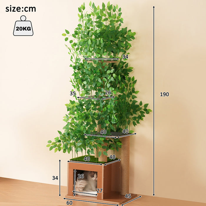 Tiragraffi-Xylo-190cm 4 piattaforme foglie removibili