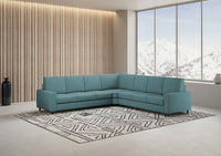 Divano Angolare 7 Posti 286x286x85 cm Sakar in Tessuto Petrolio