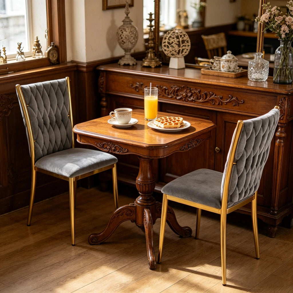Sedia da Pranzo Set da 2 con Schienale Alto Ergonomico e Piedini Regolabili in Velluto Grigio Scuro