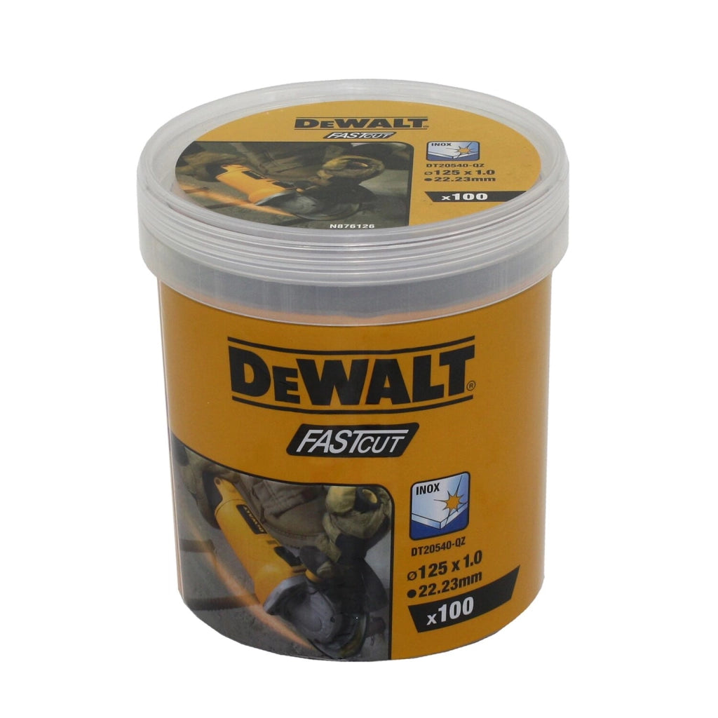 Dischi da taglio DeWalt DT20540-QZ 125 mm x 1 mmconfezione 100 pezzi FASTCUT
