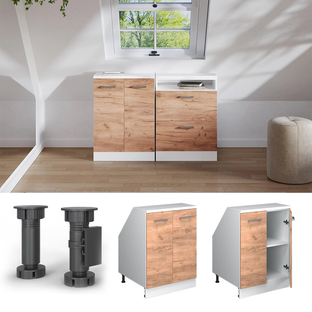 Mobile sottotetto Rion Rovere dorato/Bianco 60 x 83.8 cm con 2 porte, carcassa 60 cm profondità Vicco