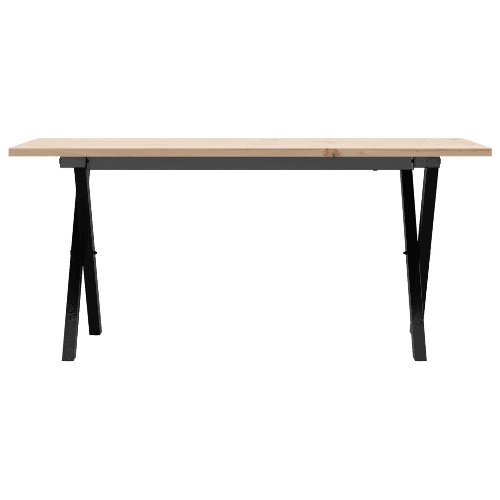 Tavolino da Salotto Telaio a X 90x40x45 cm Legno Pino e Acciaio