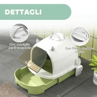 Lettiera per Gatti Chiusa con Vassoio Estraibile, Paletta e Filtro ai Carboni Attivi, Multicolore