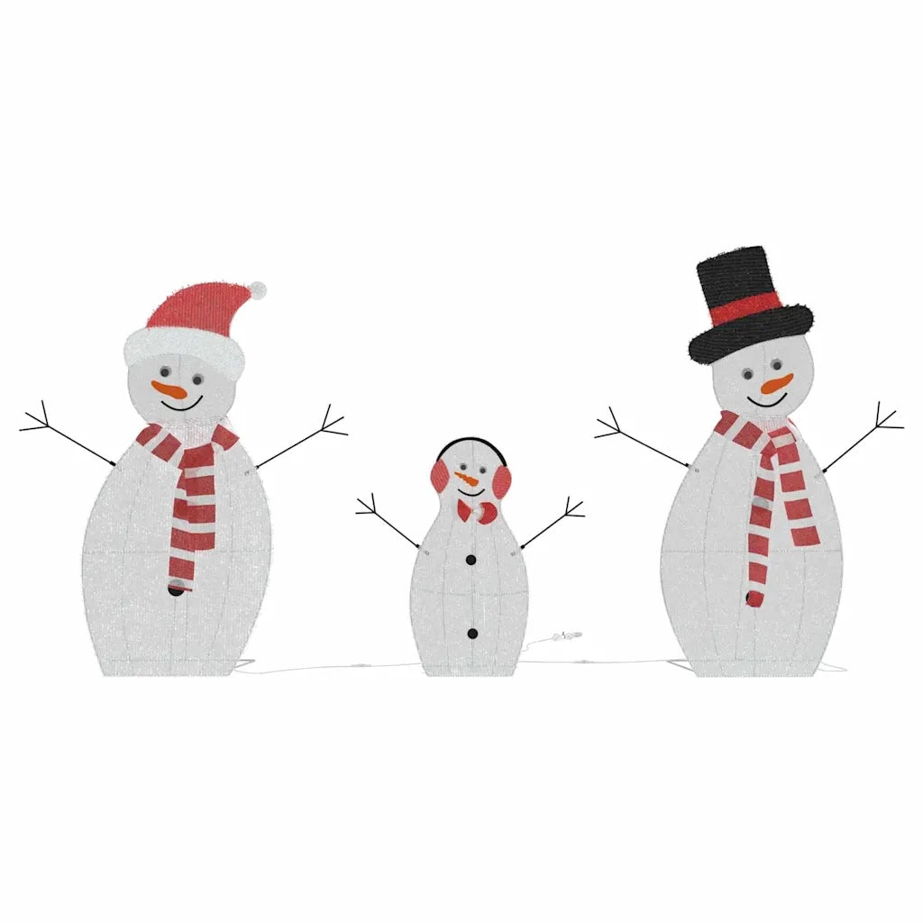 Familia di Pupazzi di Neve Illuminati 3 pcs Bianco caldo