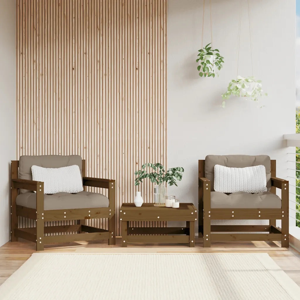Sedia da patio-Sedie da Giardino 2 pz Marrone Ambra in Legno Massello di Pino 329279