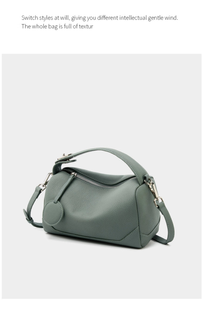 Borsa a tracolla da donna in vera pelle, colore verde.