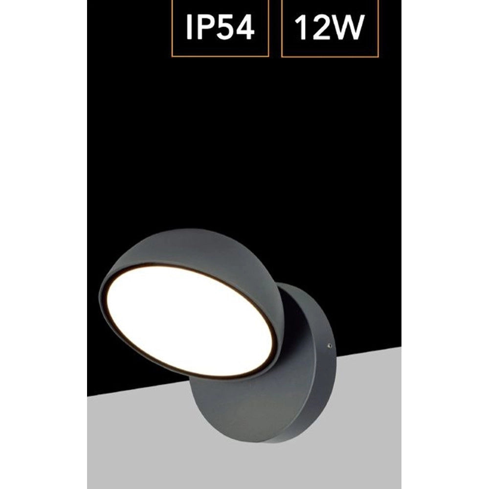 Trade Shop - Applique A Led Da Esterno 12 Watt Ip54 Con Teconologia Cct 3 Tonalità Di Luce 570-3c - Grigio Scuro