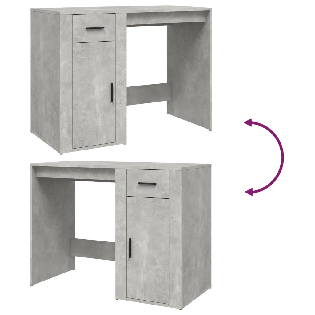 Scrivania | Tavolo da Ufficio Grigio Cemento 100x49x75 cm in Legno Multistrato