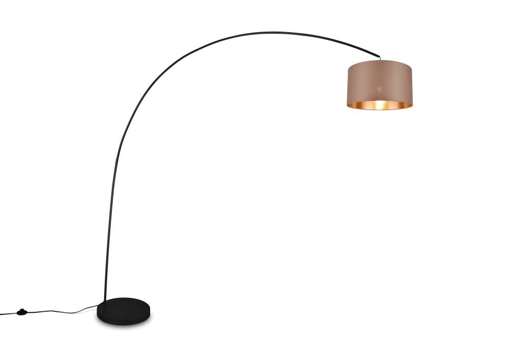 Lampada da terra ad arco Mansur tortora e oro