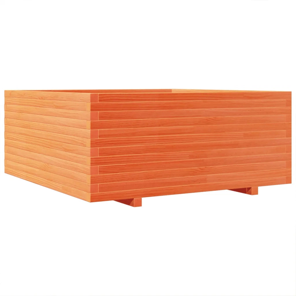 Fioriera | Cassetta per fiori | Vaso Giardino Marrone Cera 110x110x49,5 Legno Massello Pino