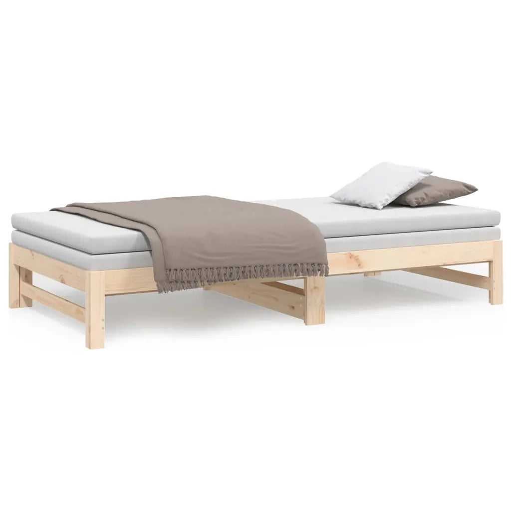 Letto matrimoniale | Letto per adulti | Dormeuse Estraibile 2x(90x200) cm Legno Massello di Pino