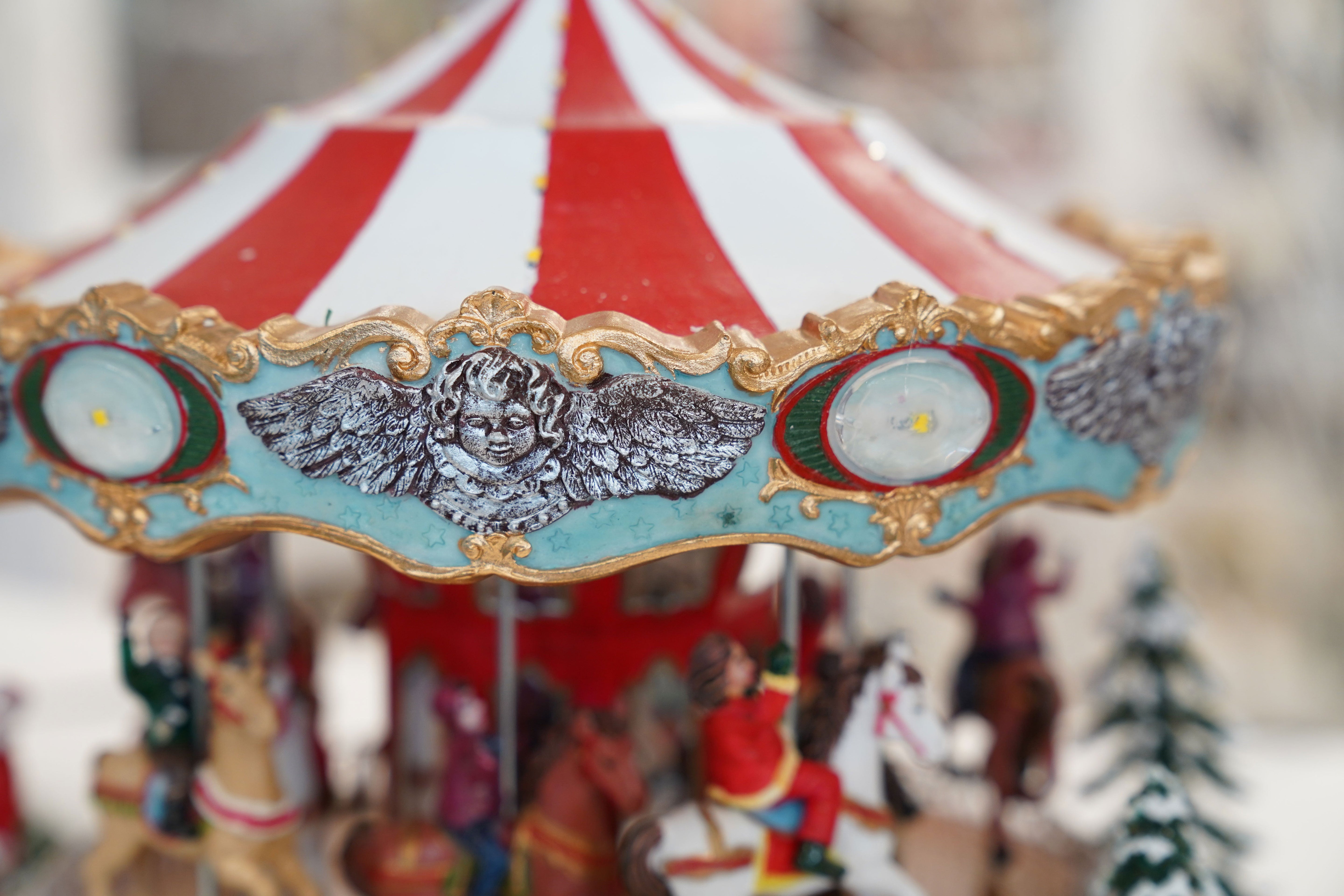 Giostra Carillon Natalizio 29x28x26 cm con Movimento Luci e Suoni