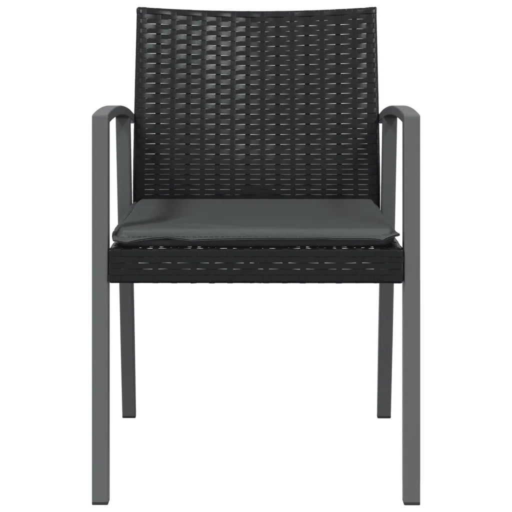 Sedie da Giardino con Cuscini 2pz Nere 56,5x57x83 cm Polyrattan 364096