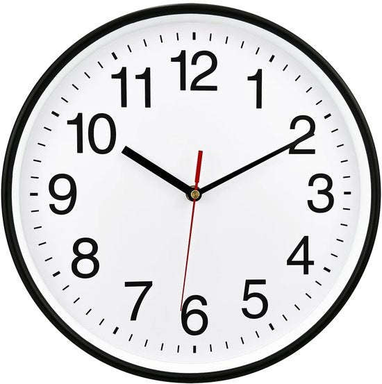 Grande orologio da parete silenzioso, 40,6 cm senza rumore, non ticchettante, orologio da parete di alta qualità con cristallo nero, orologio decorativo per casa/ cucina/ufficio, facile da leggere (bianco)