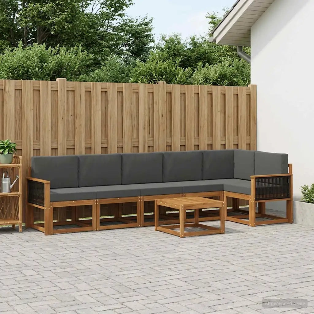 Set di divani da esterno 7 pcs Naturale e Antracite Poliestere 3385273