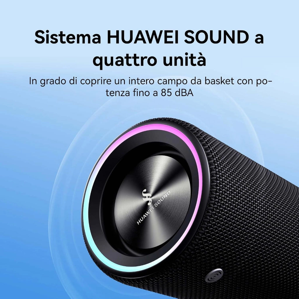 HUAWEI Sound Joy 2, Altoparlante portatile Bluetooth, Sistema SOUND a quattro unità, 26 ore di riproduzione, Resistente a polvere e acqua IP67, Funzione Scuoti per lo stereo