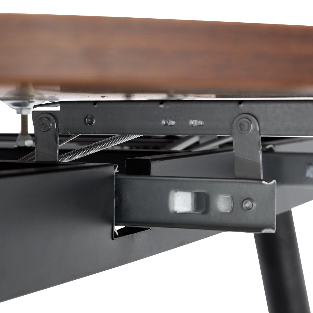 Tavolo da pranzo allungabile da rotondo a ovale con piano in MDF e gambe in metallo noce per cucina e soggiorno
