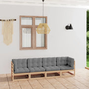 Divano da Giardino a 4 Posti con Cuscini Legno Massello di Pino 3076409