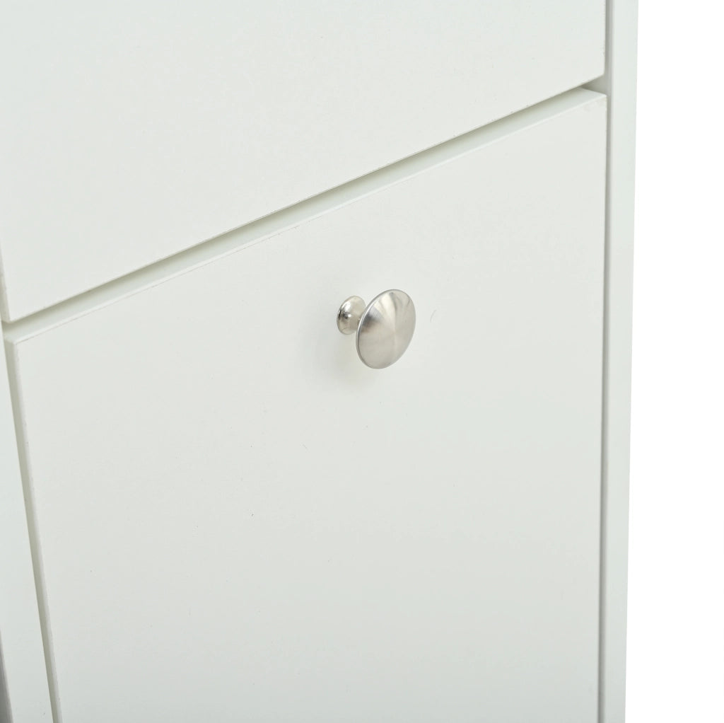 Mobile ingresso alto 85x40x180 cm in truciolare bianco con specchio; 2 ante e 5 ripiani