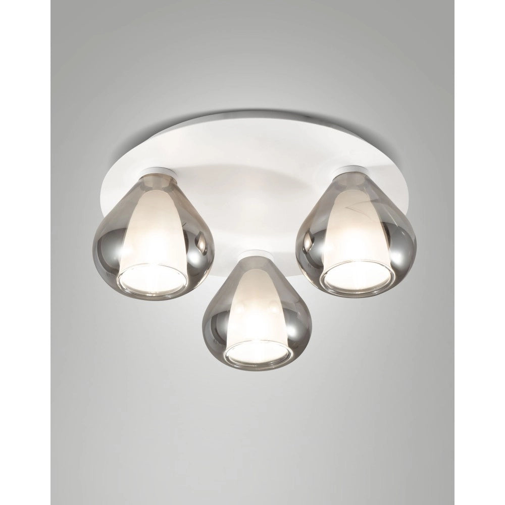 Lila - Lampada da soffitto rotonda d.40cm Fabas Luce - Applique con 3 lampadine led E27 MAX 40W - Fumè