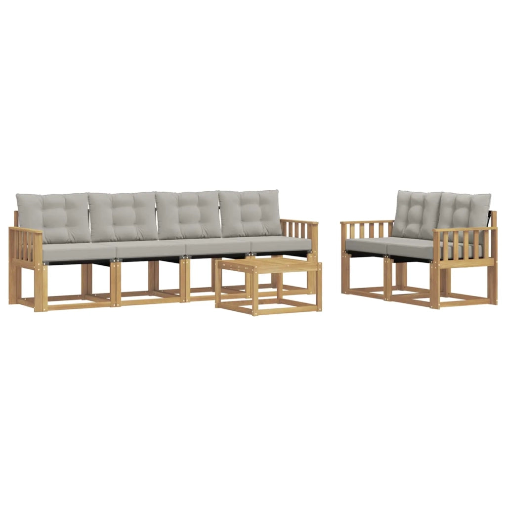 Set di divani da esterno 7 pcs Bianco e Grigio Chiaro
