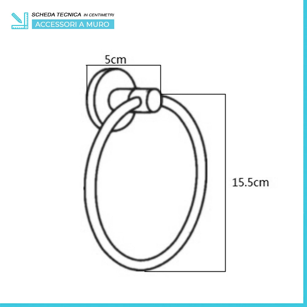 Portasciugamani da parete ad anello in metallo cromato Sprint