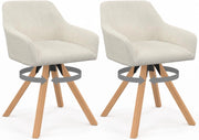Set di 2 sedie da pranzo girevoli in velluto a coste beige JANY e poltrone da tavolo