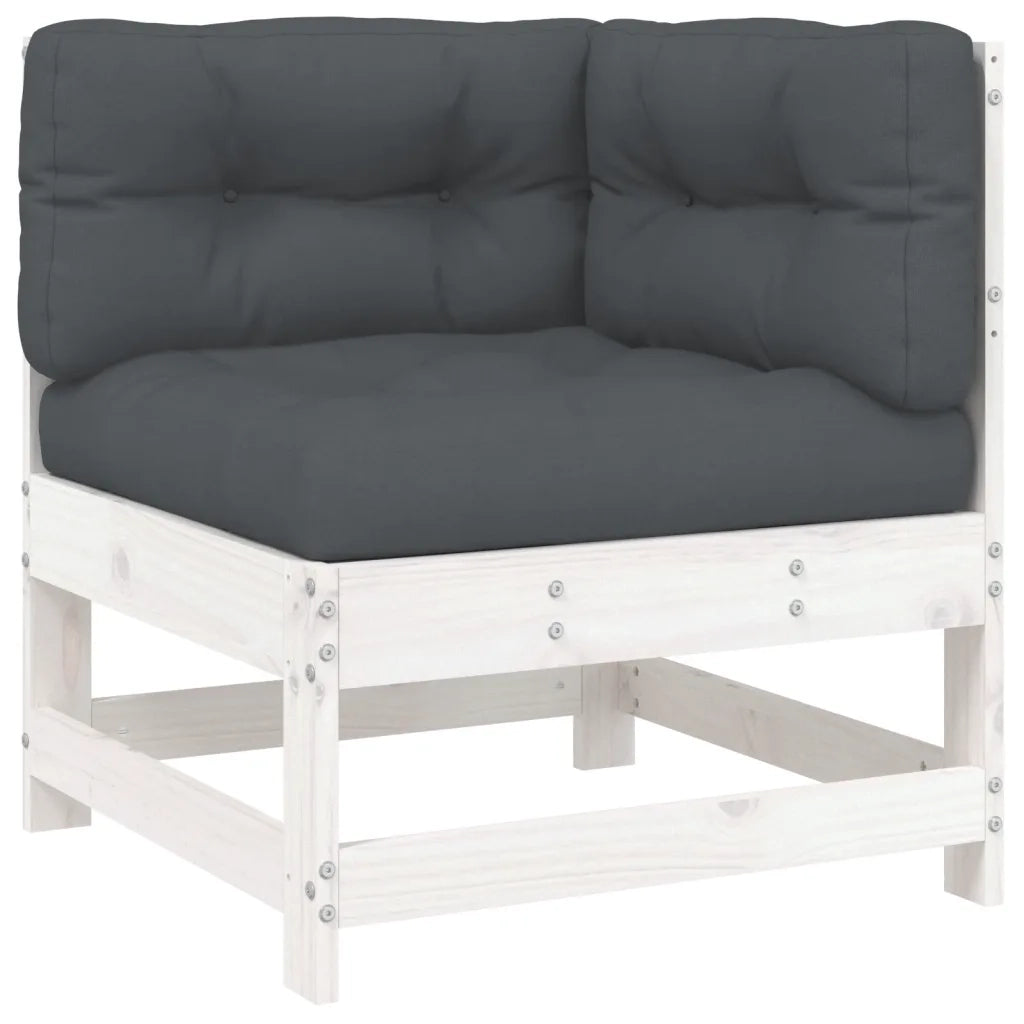 Set Divani da Giardino 8pz con Cuscini in Legno Massello Bianco 3185872